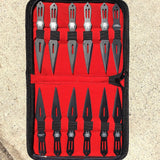 Set of 12 Black 5.5" Throwing Knives With Carrying Case