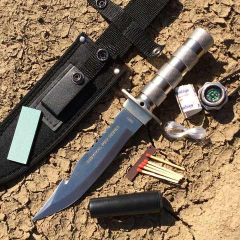 10.5" Stainless Steel Blade Survival Knive with Sheath Heavy Duty