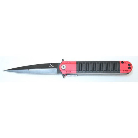 Red and Black 8" Folding Spring Assisted Knife with Clip