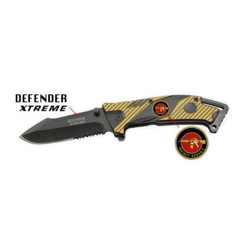 8" Yellow & Black Folding Spring Assisted Knife Heavy Duty Steel New w/ Gun Plate