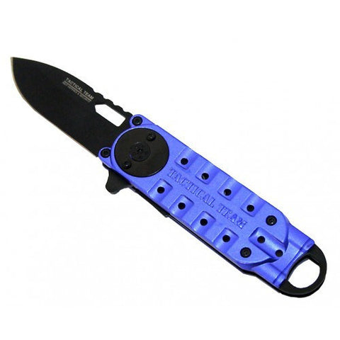 Blue 6 1/4" Mini Folding Spring Assisted Knife with Clip