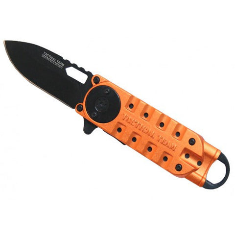 Orange 6 1/4" Mini Folding Spring Assisted Knife with Clip