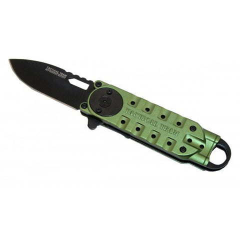 Green 6 1/4" Mini Folding Spring Assisted Knife with Clip