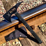 14.5" TheBoneEdge Tactical Survival Axe with Sheath Black Hatchet