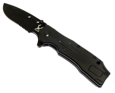 9" TheBoneEdge Collection Black Spring Assisted Folding Knife with Belt Clip