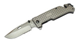 9" TheBoneEdge Grey Folding  Hunting Tactical Survival Knife with Belt Clip