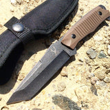 TheBoneEdge 9" Stone Wash Blade Bone Edge Hunting Knife G10 Handle with Sheath