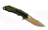 8.5" Silver Stainless Steel Blade Green Metal Handle with Clip & Keychain Hole
