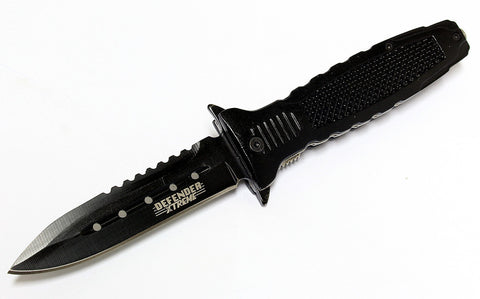 8.5" Defender Xtreme Black Folding Spring Assisted Knife Full with Belt Clip