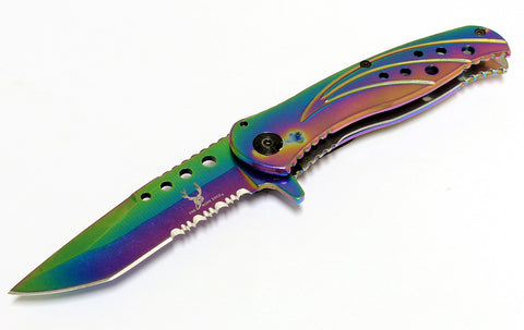 8" TheBoneEdge Multi Color Folding Spring Assisted Sharp Knife Handle Belt Clip