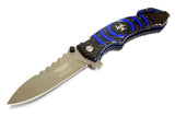 8" Defender Extreme Spring Assisted Knife with Belt Clip - Blue