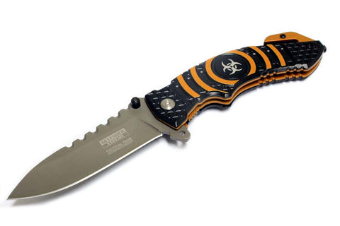 8" Defender Extreme Spring Assisted Knife with Belt Clip - Orange