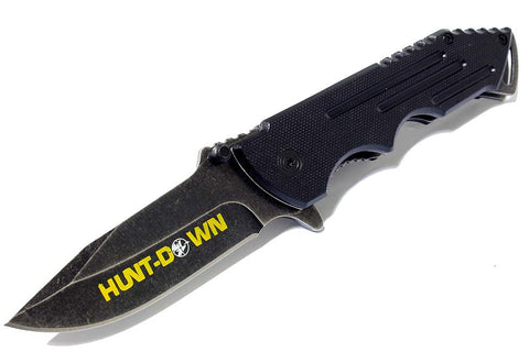 High Quality 7.5" Hunt-Down Black Folding Spring Assisted Knife with Belt Clip