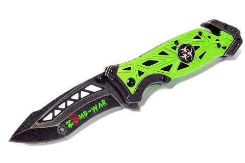 8" Huntdown Spring Assisted Zombie War Knife with Clip