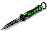 9" Black And Green Spring Assisted Folding Throwing Knife with Belt Clip