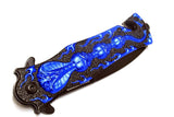 8" Defender Extreme Spring Assisted Cobra Skull Design Knife with Serrated Stainless Steel Blade - Blue