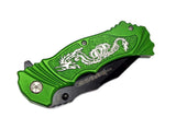 8" Defender Spring Assisted Knife with Serrated Stainless Steel Blade - Green