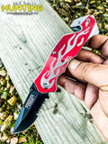 8" Biker Flames Spring Assisted Knife Pocket Folding Knife Fast Open