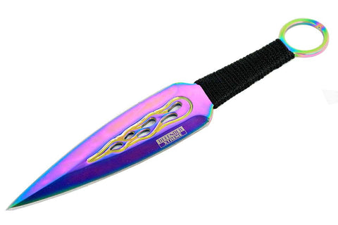9" Defender Xtreme Multicolor Throwing Knife with Sheath