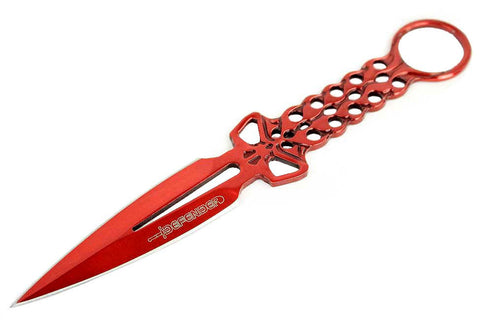 8" Defender Red Skull Throwing Knife with Sheath