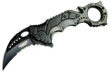 8" Defender-Xtreme Black Spring Assisted Knife Hunting Tactical With Belt Clip