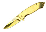 6.5" Defender-Xtreme Spring Assisted Gold Colored Tactical Knife with Belt Clip