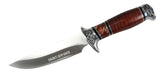 12"Hunt-Down Fixed Blade Brown and Chrome Knife with Leather Sheath