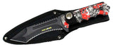 9.5" Hunt-Down Serrated Full-Tang Blade Hunting Knife with Red Zombie Handle
