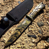 11"Defender-Xtreme Full Tang Hunting Tactical Survival Knife Woodland Brown Camo