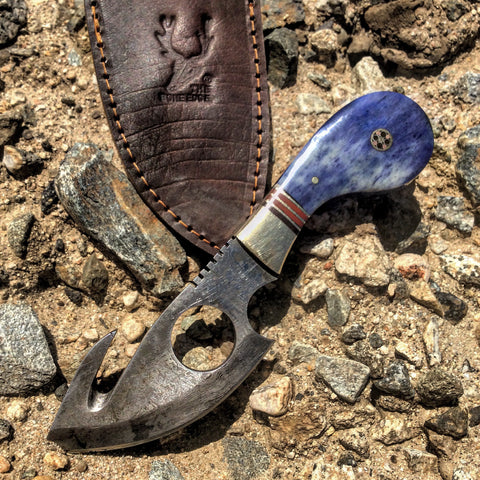 7.25" Damascus Steel Bone Handle Skinner Knife Hand Made with Leather Sheath