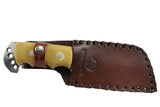 9" Huntdown Full Tang Hunting Knife with Weighted Handle and Leather Sheath