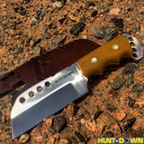 9" Huntdown Full Tang Hunting Knife with Weighted Handle and Leather Sheath