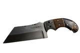 9" Huntdown Full Tang Tanto Blade Hunting Knife with Wood Handle and Leather Sheath