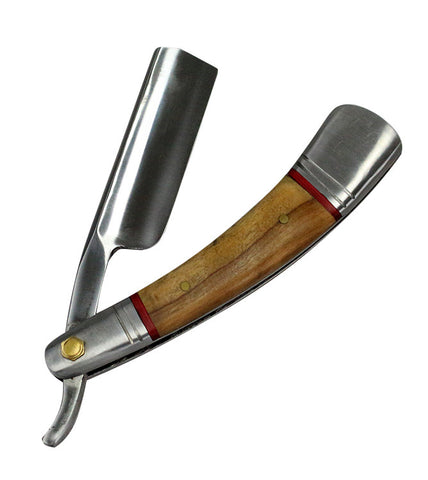 9.5" The Bone Edge Hand Made Wood Handle Razor Blade with Leather Sheath