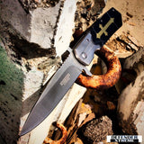 9.5" High Quality Defender-Xtreme Spring Assisted Knife with Blackwood Color Handle