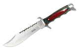 10" Defender-Xtreme Hunting Knife with Multi-Color wood Handle & Leather Sheath