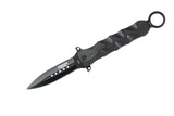 10" Defender-Xtreme Spring Assisted Black Knife with Stainless Steel Blade