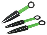 7" Zomb-War Green Threaded Handle Throwing Knives (Set of Six)