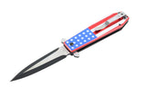 9.5" Hunt Down Coffin Handle with USA/Orange M16 Design Spring Assisted Knife