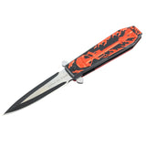 9.5" Hunt Down Coffin Handle with USA/Orange M16 Design Spring Assisted Knife