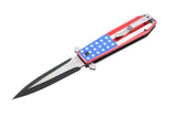 9.5" Hunt Down Coffin Handle with USA/Red M16 Design Spring Assisted Knife