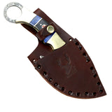 TheBoneEdge 7.5" Full Tang Damascus Blade Skinner Knife Slotted Handle With Sheath