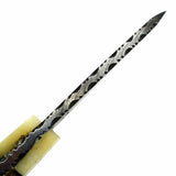 TheBoneEdge 7" Damascus Fixed Blade Full Tang  Black Horn & Bone Handle Knife