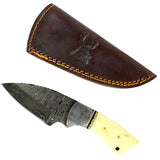 TheBoneEdge 7" Damascus Fixed Blade Full Tang  Bone Handle Handmade Steel Knife