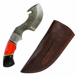 TheBoneEdge  8" Damascus Fixed Blade FullTang Red&Black  Bone Handle Steel Knife