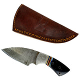 TheBoneEdge  7" Damascus Steel Knife Fixed Blade FullTang Black  Horn Handle