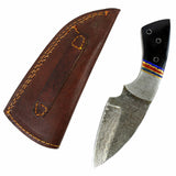 TheBoneEdge  7" Damascus Steel Knife Fixed Blade FullTang Black  Horn Handle