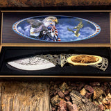 TheBoneEdge 10" Eagle Pattern Handle & Blade Hunting Knife With Gift Box