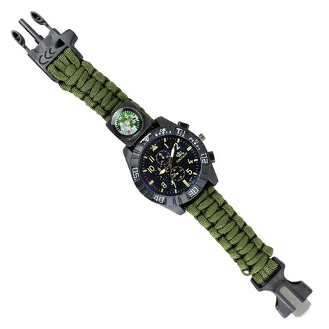 Hunt-Down Moss Finish Ultimate Paracord Watch Travel Camping Survival Tactical Gear