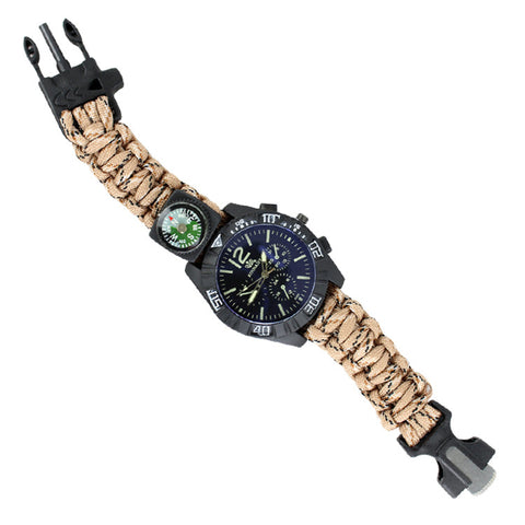 Hunt-Down Desert Camo Ultimate Paracord Watch Travel Camping Survival Tactical Gear